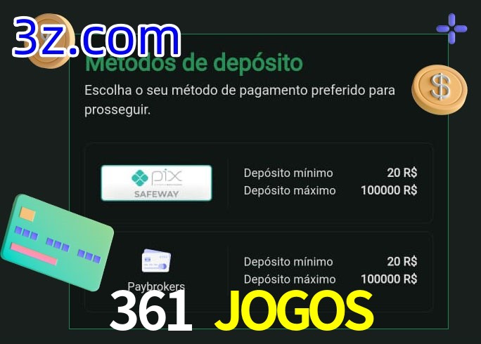 O cassino 361 JOGOS oferece uma grande variedade de métodos de pagamento